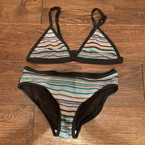 Black and rainbow knit bikini